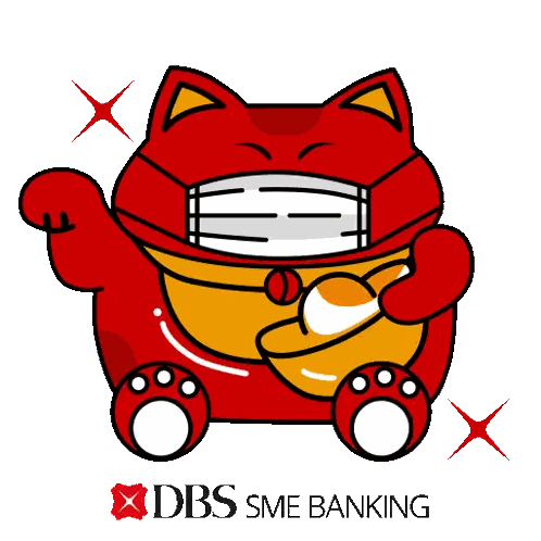 Cartoon Cat Wearing Mask Holding Gold Bowl Sticker