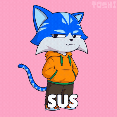 Cartoon Cat Wearing Orange Sus Hoodie GIF