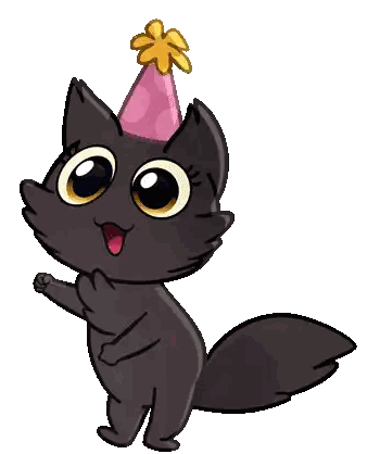 Cartoon Cat Wearing Pink Party Hat Sticker