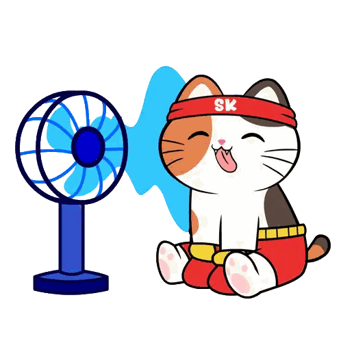 Cartoon Cat Wearing SK Headband Sticker
