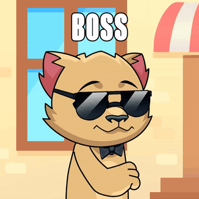 Cartoon Cat Wearing Sunglasses And Bow Tie GIF