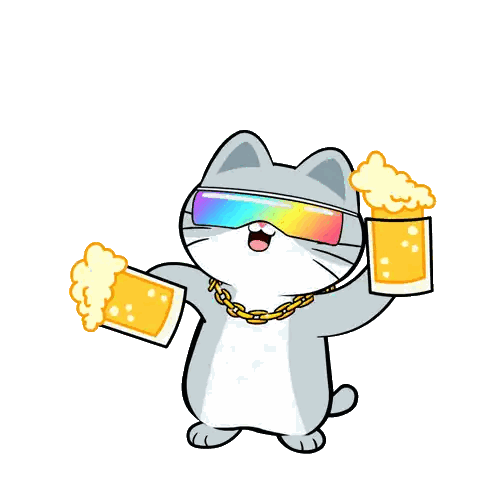 Cartoon Cat Wearing Sunglasses And Chain Holding Beers Sticker