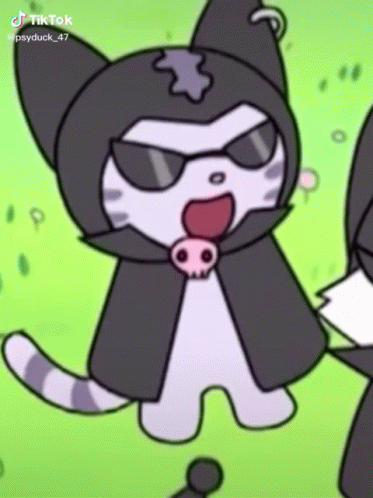 Cartoon Cat Wearing Sunglasses Cape And Skull GIF