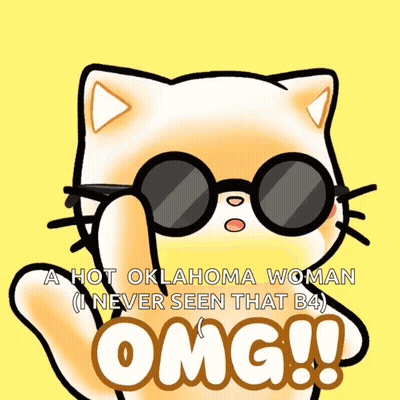 Cartoon Cat Wearing Sunglasses Says OMG GIF