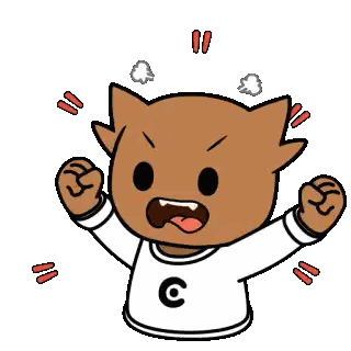 Cartoon Cat Wearing White Shirt With C Sticker