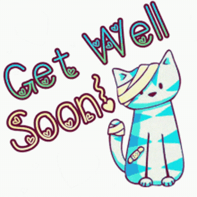 Cartoon Cat With Bandage Get Well Soon GIF