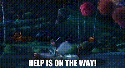 Cartoon Cat With Beard And Mustache Saying Help Is On The Way GIF
