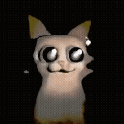 Cartoon Cat With Big Blue Eyes Looking At Camera GIF