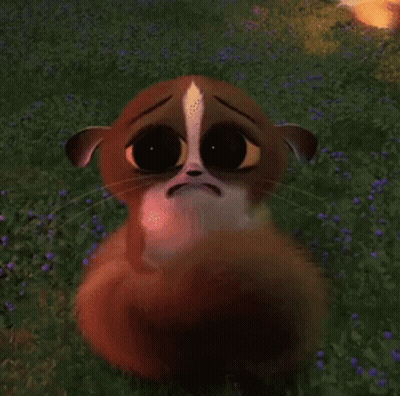 Cartoon Cat With Big Eyes Standing In Grass GIF
