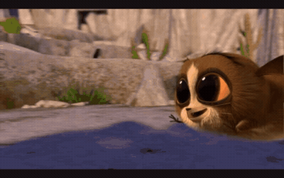 Cartoon Cat With Big Eyes Standing On Rock GIF