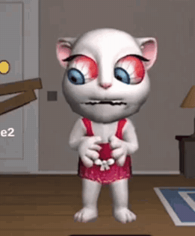 Cartoon Cat With Big Red Eyes And Number 2 GIF