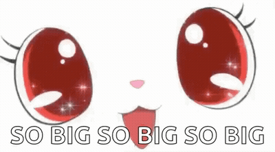 Cartoon Cat With Big Red Eyes Saying So Big So Big So Big GIF