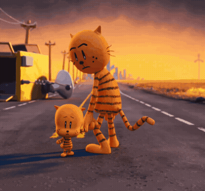 Cartoon Cat With Binoculars In Green Suitcase GIF