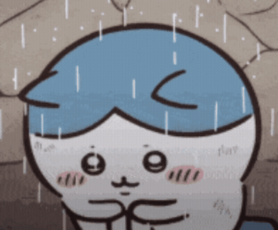 Cartoon Cat With Blue Head In Rain GIF