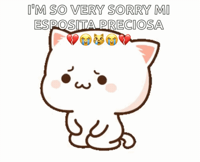 Cartoon Cat With Broken Heart Says I'm So Very Sorry Mi Esponita Preciosa GIF