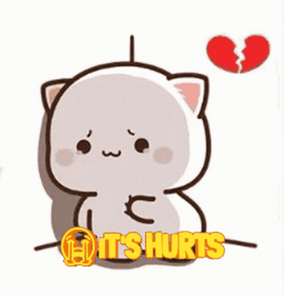 Cartoon Cat With Broken Heart Says It Hurts GIF