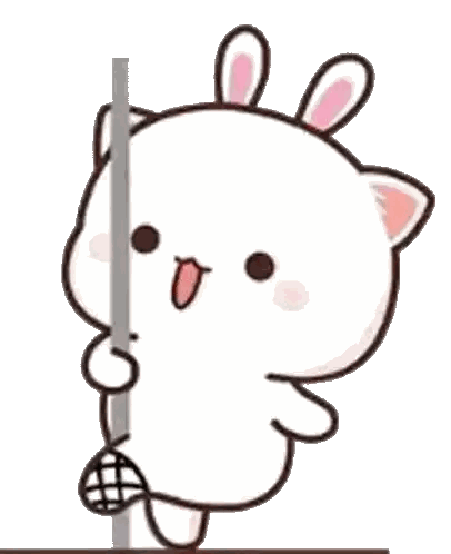 Cartoon Cat With Bunny Ears Holding Ball Sticker