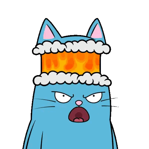 Cartoon Cat With Cake On Head Sticker