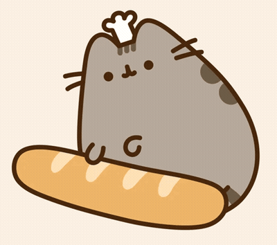 Cartoon Cat With Chef Hat On Loaf Of Bread GIF
