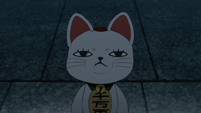 Cartoon Cat With Chinese Characters On Neck GIF