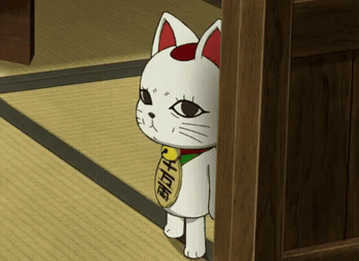Cartoon Cat With Chinese Writing On Neck GIF