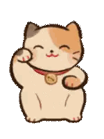 Cartoon Cat With Coin On Neck Sticker