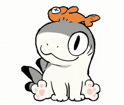 Cartoon Cat With Fish On Head GIF