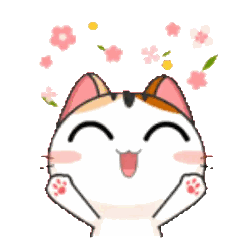 Cartoon Cat With Flower Face Sticker