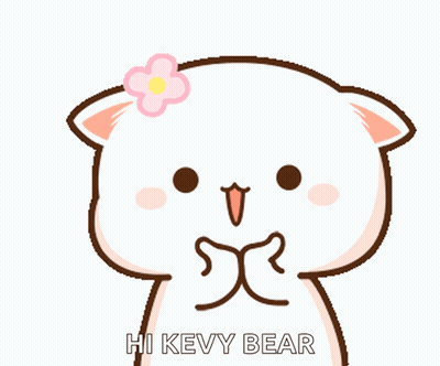 Cartoon Cat With Flower Saying Hi Kevy Bear GIF