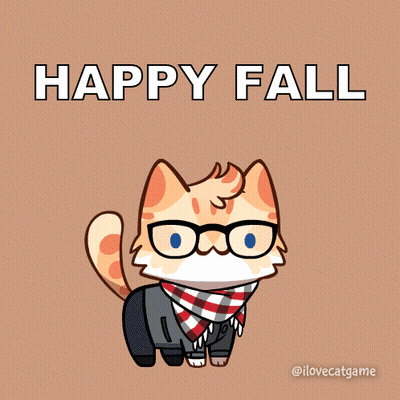 Cartoon Cat With Glasses And Scarf Saying Happy Fall GIF