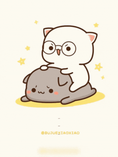Cartoon Cat With Glasses Sitting On Another Cat Kambulo GIF