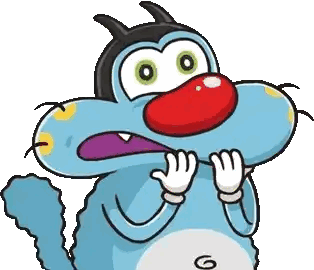 Cartoon Cat With Green Eyes And Red Nose Sticker