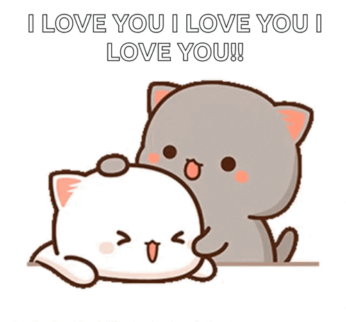 Cartoon Cat With Heart And I Love You GIF