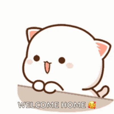 Cartoon Cat With Heart And Welcome Home GIF
