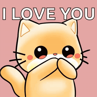 Cartoon Cat With Heart Saying I Love You GIF
