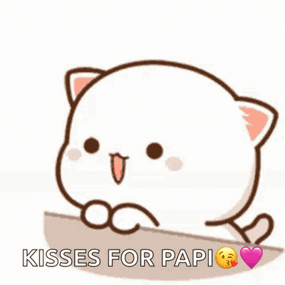 Cartoon Cat With Heart Saying Kisses For Papi GIF