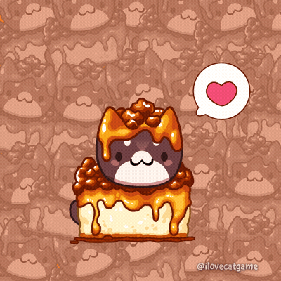 Cartoon Cat With Heart Speech Bubble On Cake GIF