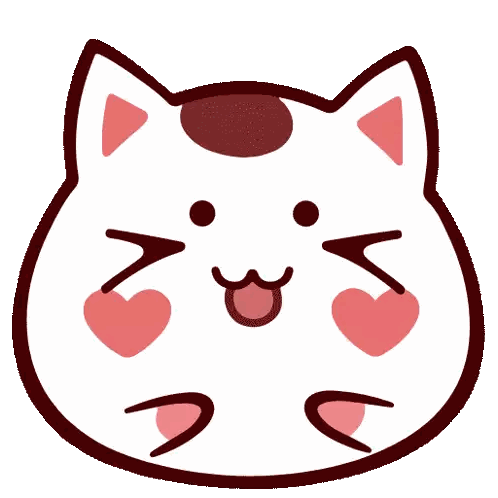 Cartoon Cat With Hearts Face Sticker
