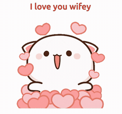 Cartoon Cat With Hearts Saying I Love You Wifey GIF