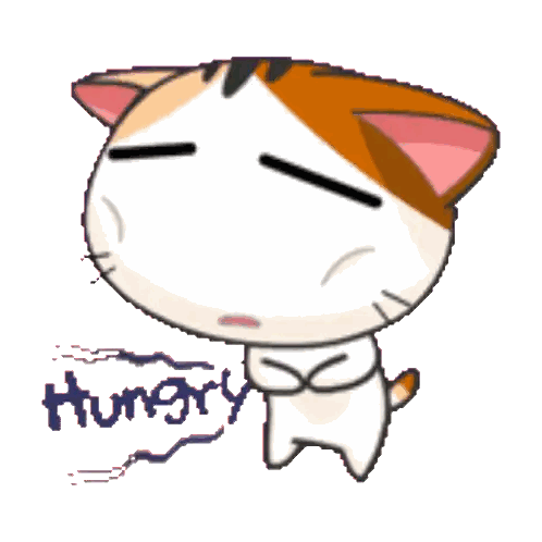 Cartoon Cat With Hungry Text Sticker