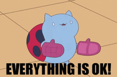 Cartoon Cat With Ladybug Saying Everything Is Ok GIF