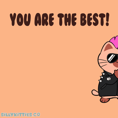 Cartoon Cat With Mohawk And Sunglasses Saying You Are The Best GIF