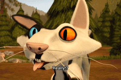 Cartoon Cat With Orange Eyes Saying Really GIF
