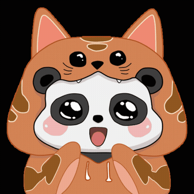 Cartoon Cat With Panda Head GIF