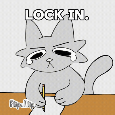 Cartoon Cat With Pencil Saying Lock In GIF
