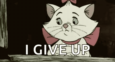 Cartoon Cat With Pink Bow I Give Up GIF