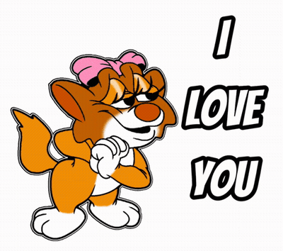 Cartoon Cat With Pink Bow Saying I Love You