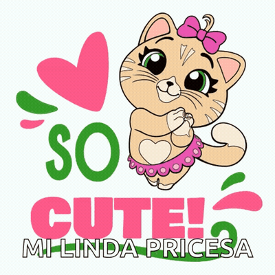Cartoon Cat With Pink Bow Saying So Cute Milinda Pricesa GIF