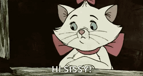 Cartoon Cat With Pink Bow Says Hi Sissy GIF
