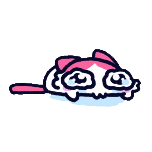 Cartoon Cat With Pink Ears And Tail Sticker